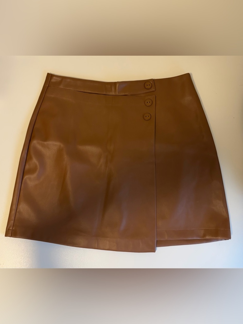 Brown Faux Leather Mini Skirt